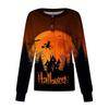 Women's Casual Long Sleeve Single-Breasted Cardigan with Halloween Print for Caregiver Costume