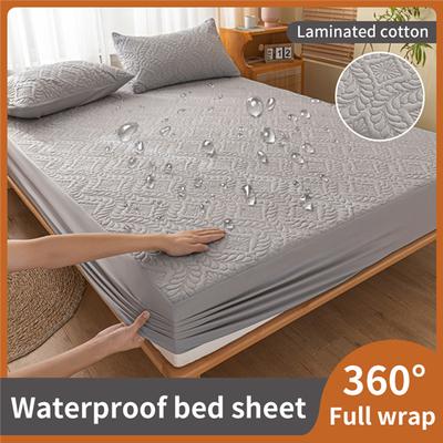 NIEUWE effen kleur gewatteerde reliëf waterdichte matrasbeschermer hoeslaken stijl hoes voor matras dikke zachte pad voor bed