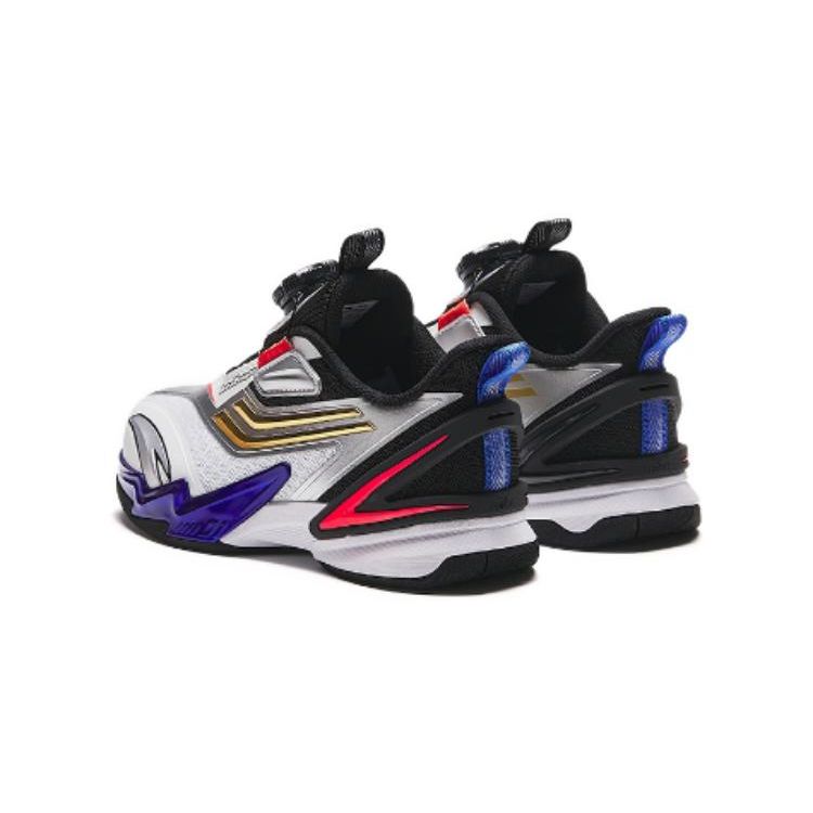Anta Comfortable Simple Round Head Knob Shock Absorbing Wear Resistant Low Top Kids Running Shoes Kids sneaker Black White 312419961-1