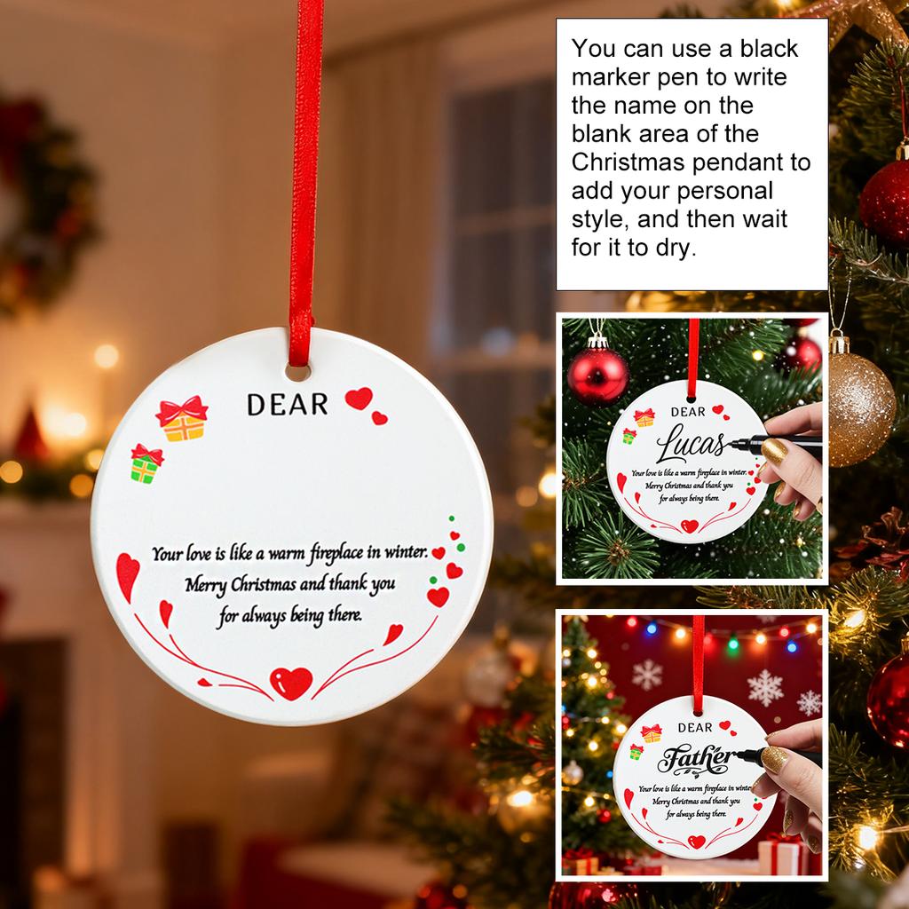 1 Ceramic Heart Christmas Pendant, DIY Christmas Tree Decoration Hanging, Can DIY Write Names, Christmas Gifts