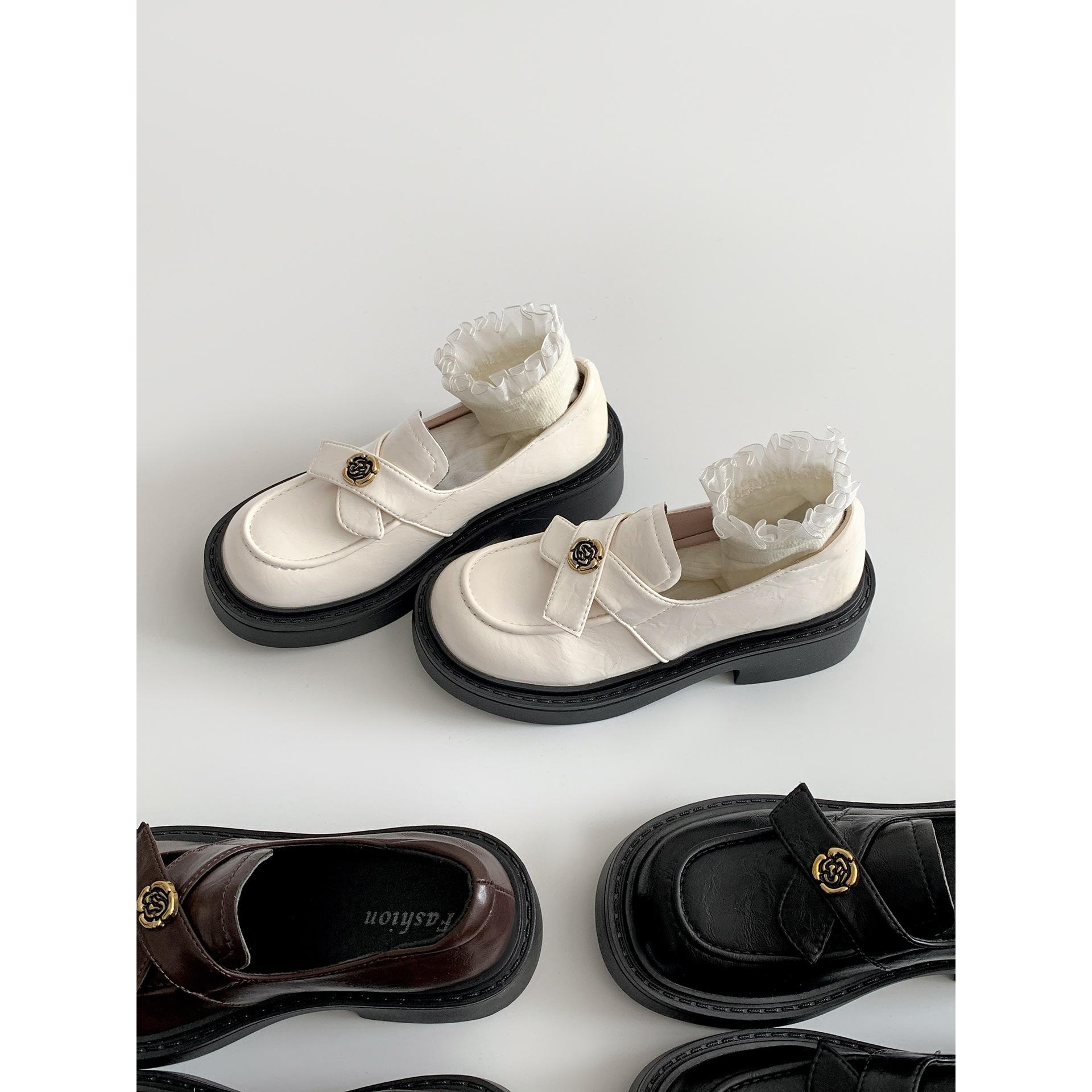 British style thick heel platform jk small leather shoes women s autumn soft-soled loafers 35
