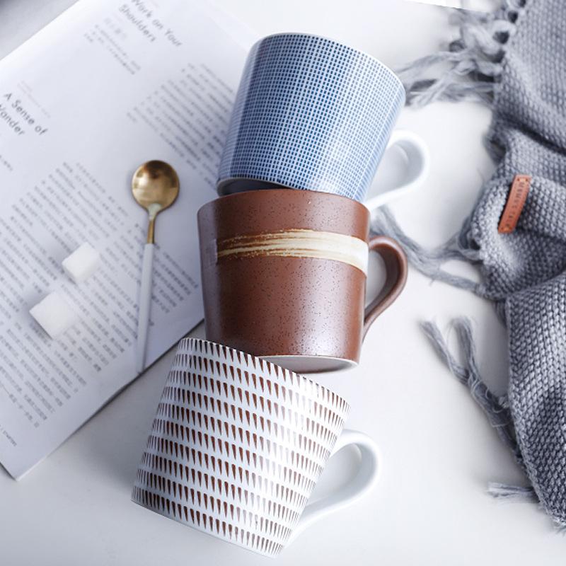 Kubek ceramiczny 350 ml Kubek do kawy Wzór w paski Naczynie do picia Gospodarstwo domowe Retro Kubek do wody z uchwytem Można używać w mikrofalówce