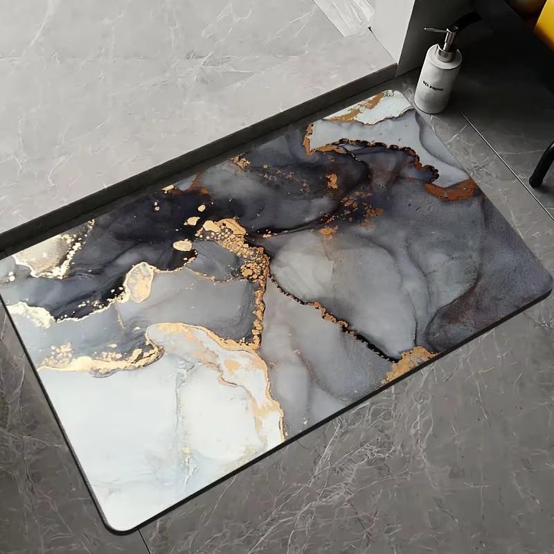 Marble Texture Pattern Entrance Doormat Floor Mat for Bathroom Non Slip Bath Mats Soft Carpet Shower Tub Outdoor Doormats Decor