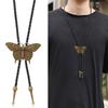 Bolo Tie Cowboy Costume Accessory for Men and Women Adjustable Length Vintage Metal Butterfly Pendant Necktie Necklace