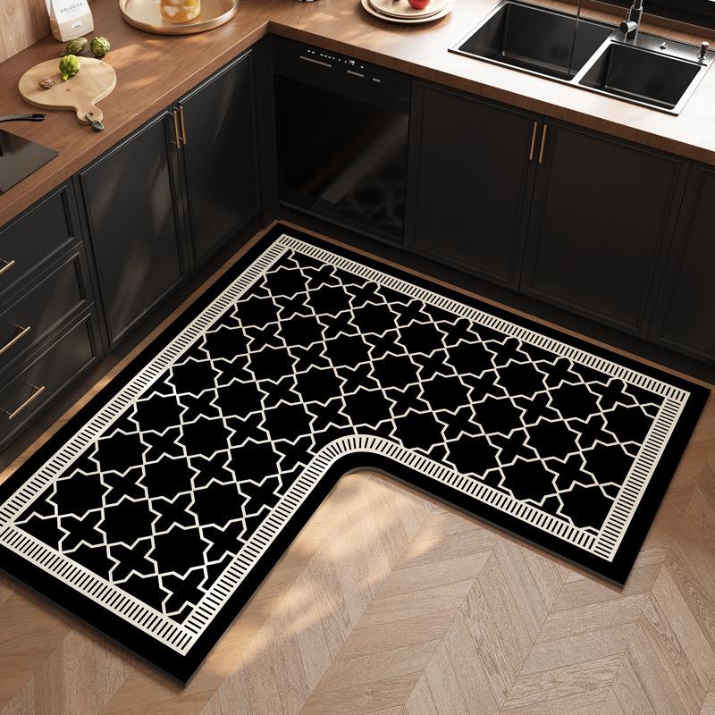 French L-Shaped Kitchen Floor Mat, Wear-Resistant, Scratch-Resistant And Non-Slip Mat, Water-Absorbing And Oil-Absorbing Quick-Drying Foot Mat, House
