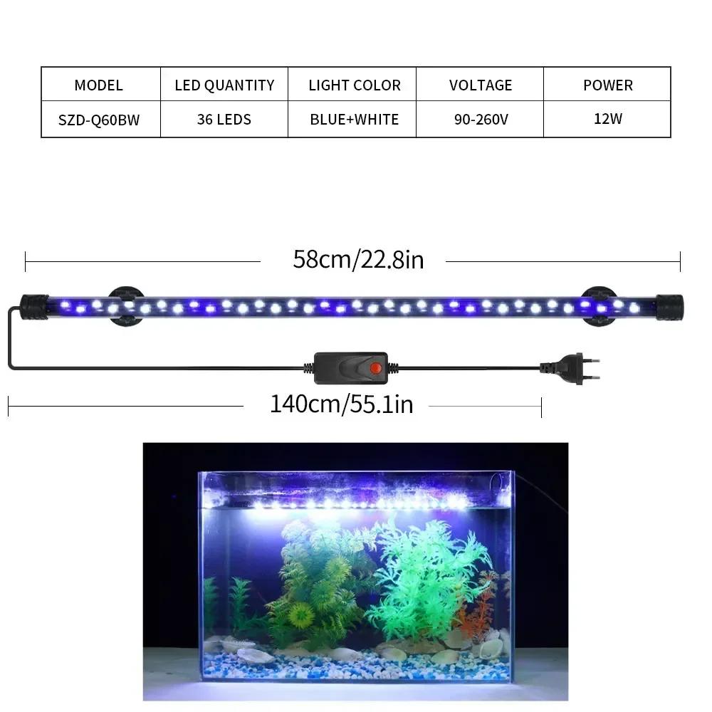 Luz LED Impermeable para Acuario Lámpara de Crecimiento para Plantas Iluminación Subacuática para Pecera Para Accesorios de Decoración de Acuarios 90-260V