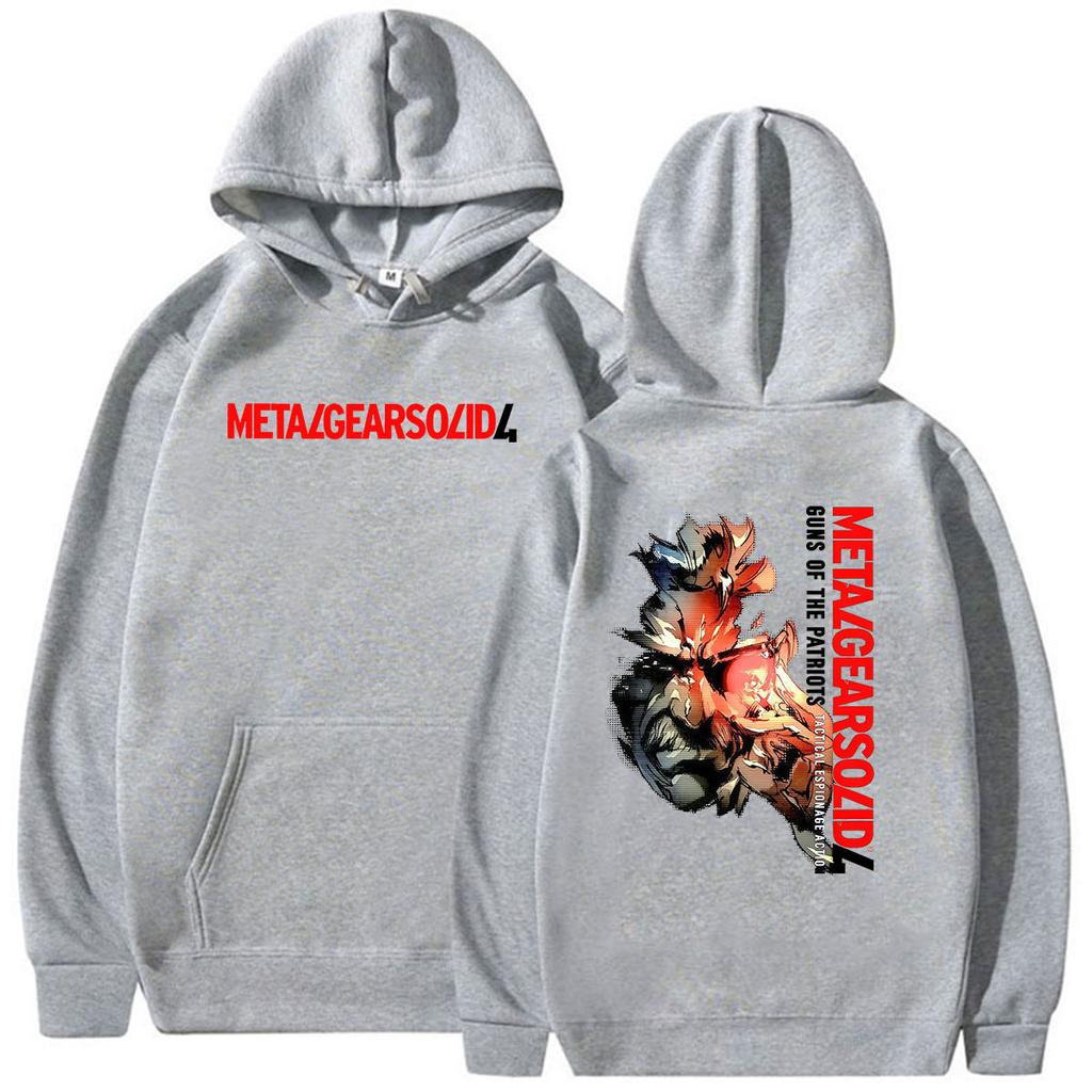 Game Metal Gear Solid 4 Print Hoodie Unisex Vintage Fashion Pullover Sweatshirt Casual Fleece Long Sleeve Hoodies Streetwear