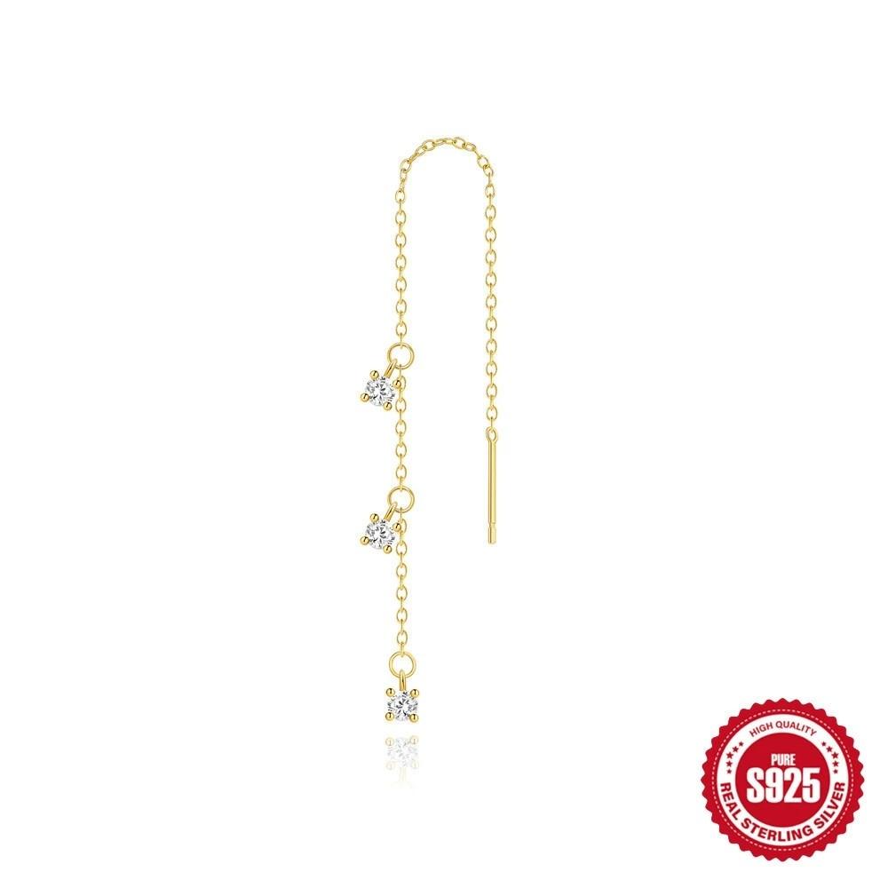 Fashion Jewelry 925 Sterling Silver Tassel Chain Earring Piercing Jewelry for Women 18K Gold Plated 925 Silver Earring