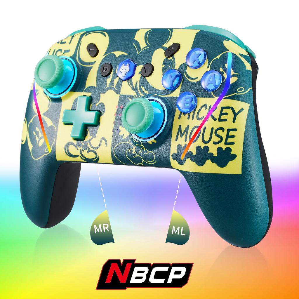 NBCP Controller for with Back Wireless Rapid Fire Turbo and Macro Gyro Compatible with Japanese Manual Included WOLF-V8L Switch/Switch 2, Buttons,