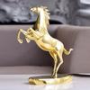 Golden Brass Horse Statue - Exquisite Copper Figurine, Desktop Sculpture for Home Decoration, Collectable Ornament with Gold Fin