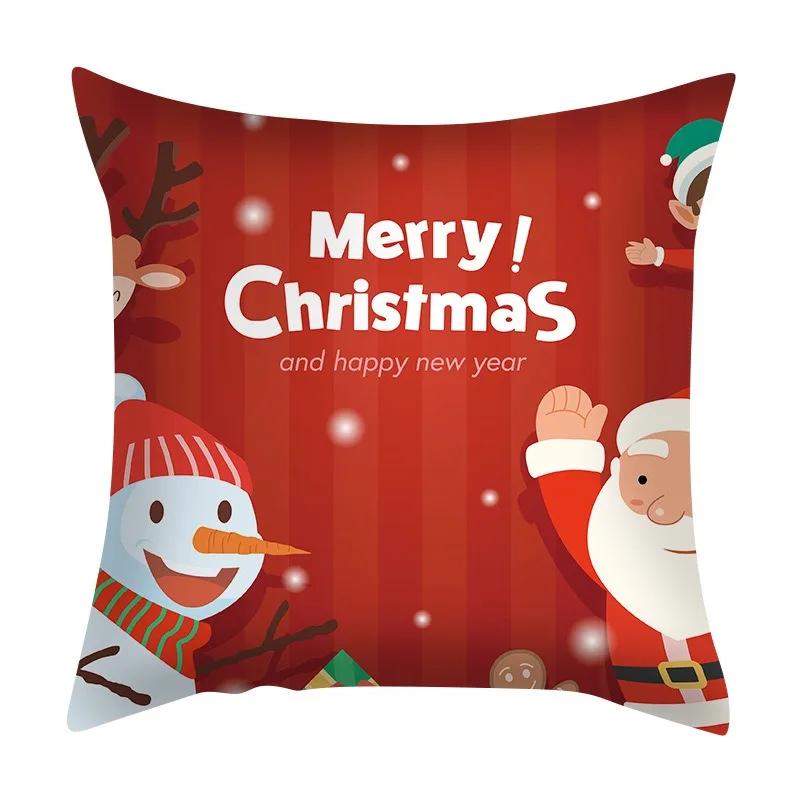 Christmas Set Luxury Home Decor Santa Claus Pattern Fashion Pillow Office Seat Cushion Cover