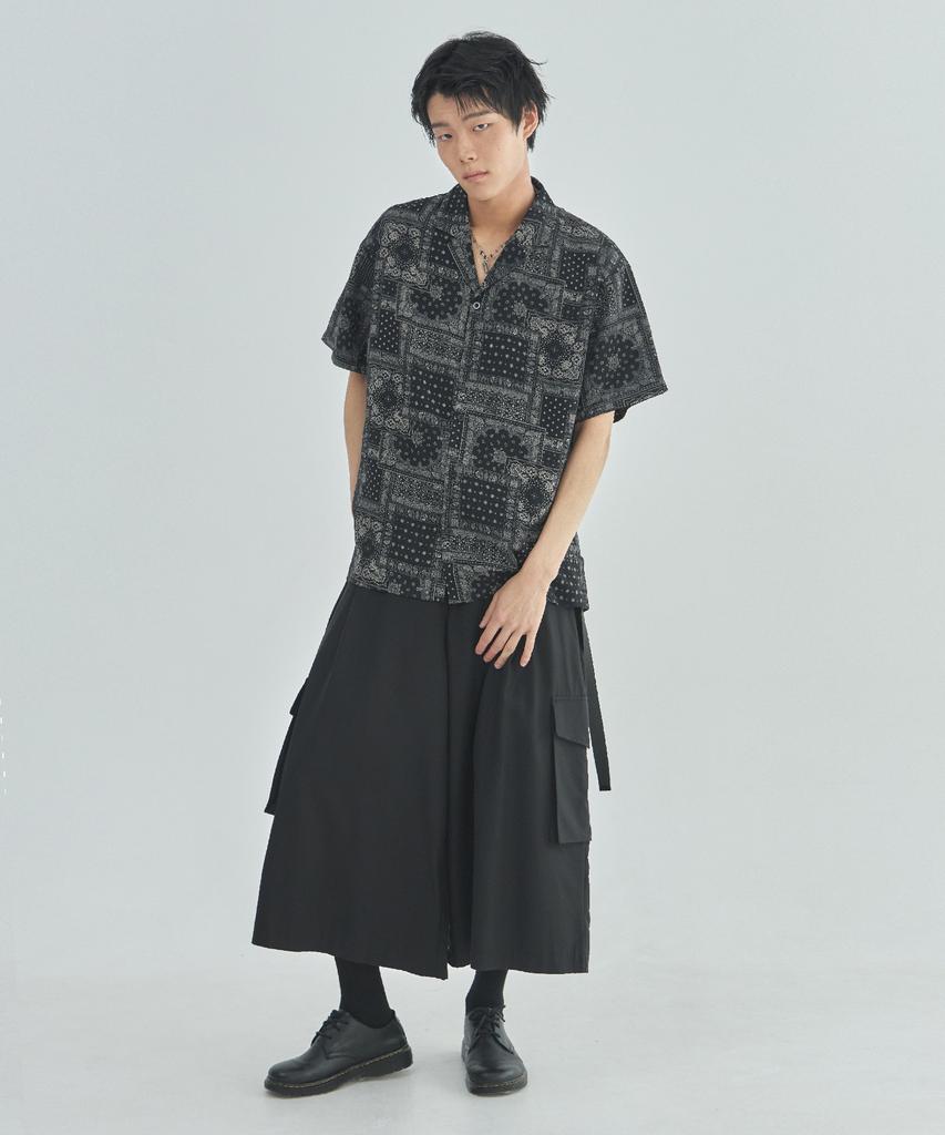 Ladeuedisyeon Rayon Culotte Cargo Pants_Black [Belt Included]