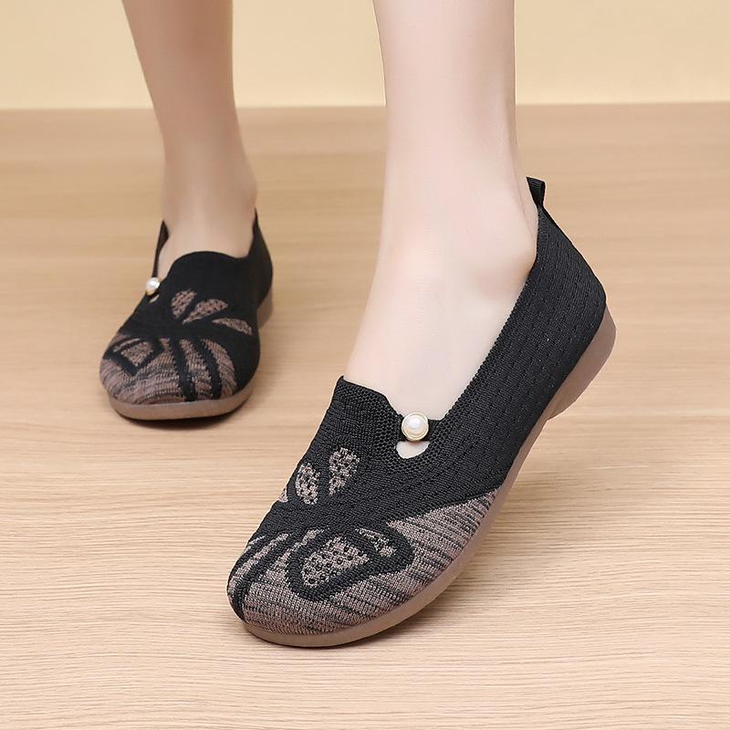 

Сетчатые туфли для женщин, модные универсальные туфли с плетением Fly, легкие и дышащие, туфли на плоской подошве для женщин 41 чёрный