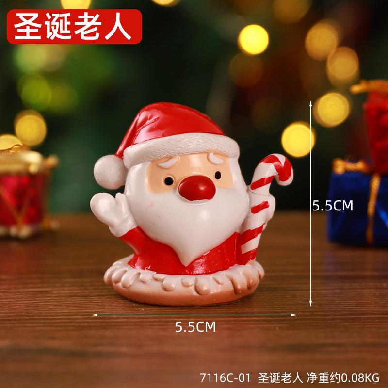 Christmas Mini Resin Figurines Christmas Decorations Ornament Desktop Cute Santa Clause Snowman Elk Ornament Navidad Xmas Decor