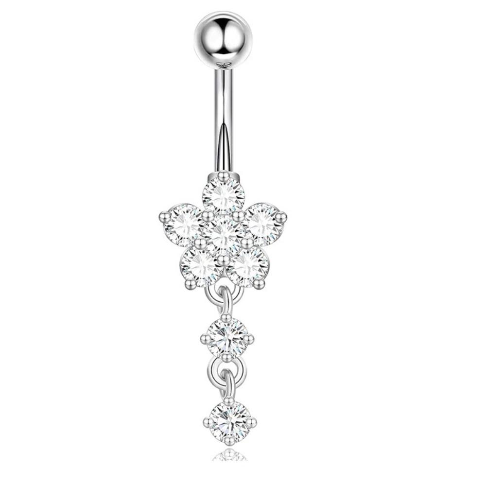 Stainless Steel Zircon Navel Ring Rhinestone Body Piercing Jewelry  Girl
