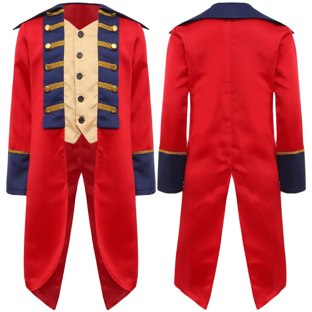 Kids Revolutionary War Costume Colonial British Red Coat Tailcoat Design Historical Military Cosplay Outfit