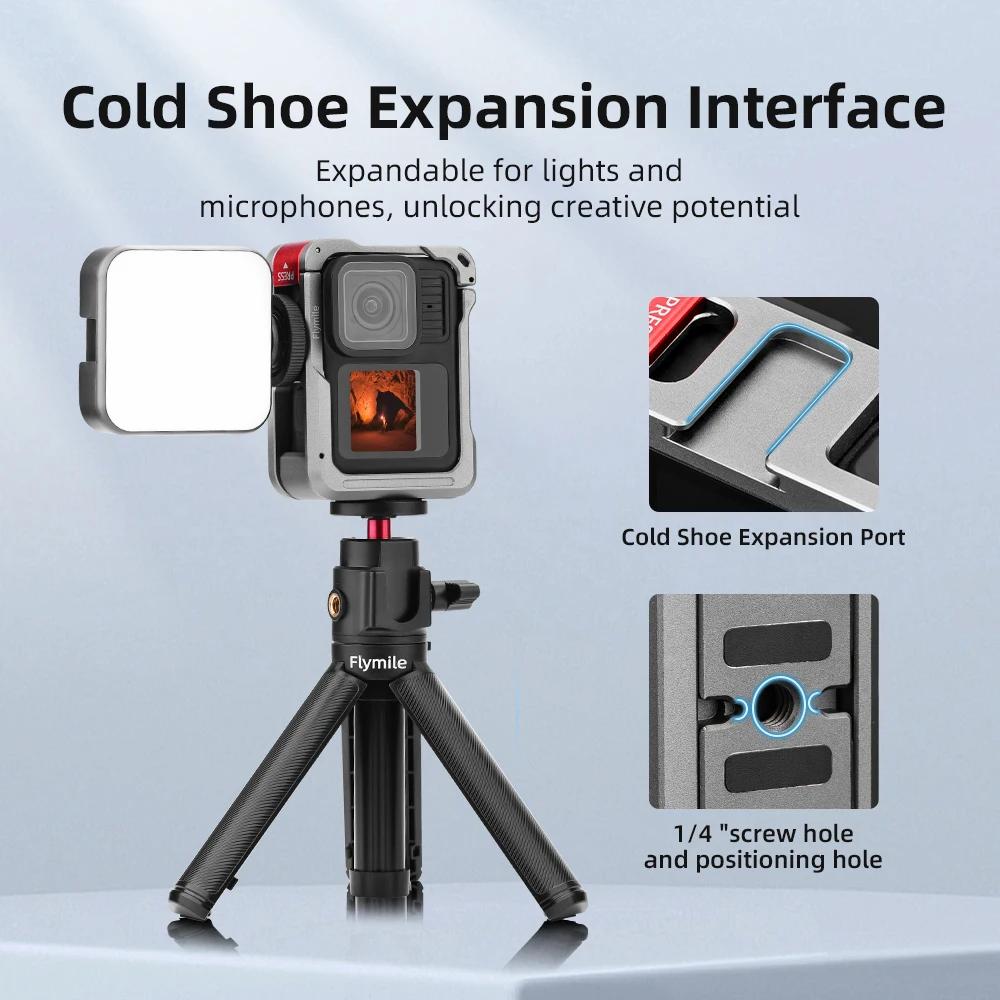 

Flymile Aluminum Alloy Frame Case for GoPro Hero 13 12 11 10 9 Camcorder Housing Cold Shoe Mount Protective Expansion Bracket