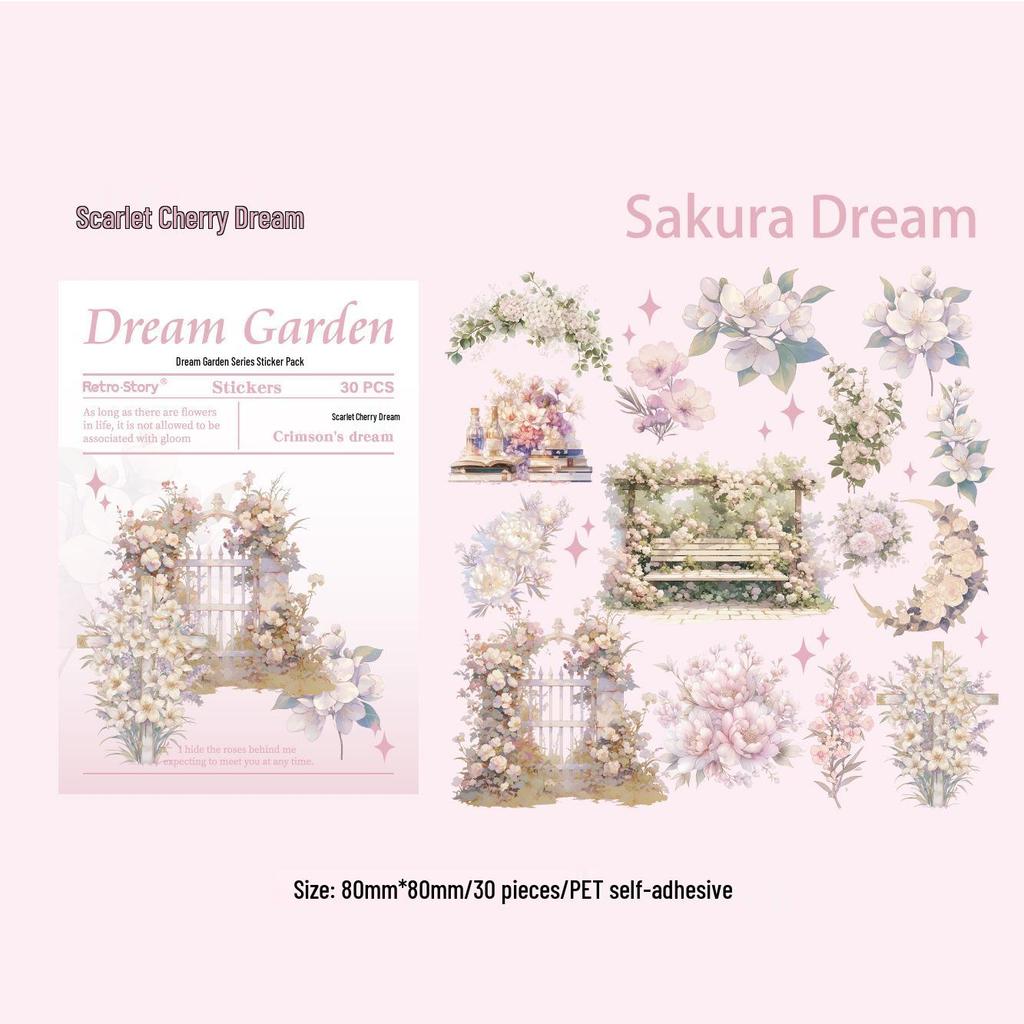 RetroStory Dream Garden Floral Sticker Pack for DIY Crafts and Creative Journals