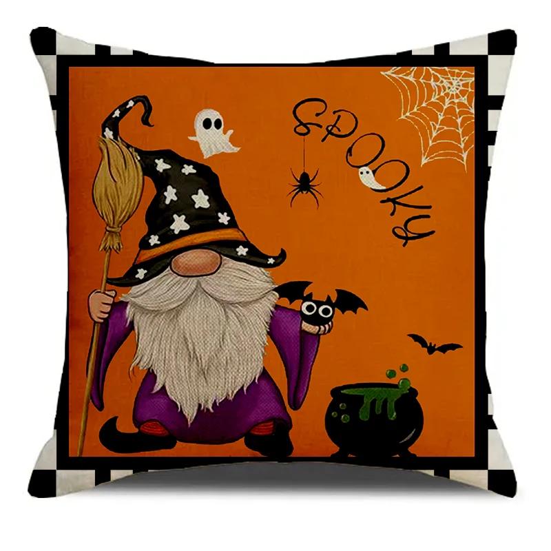 Happy Halloween Dwarf Ghost Pattern Printed Soft Square Pillowslip  Blend Cushion Cover Pillowcase Living Room Home Decor