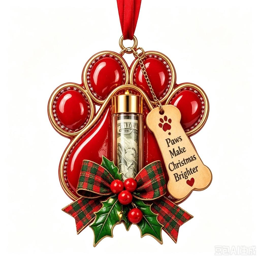 Acrylic Resin Christmas Cash Holder Ornament Reusable Hanging Cash Gift Card Holder For Christmas Tree Decoration