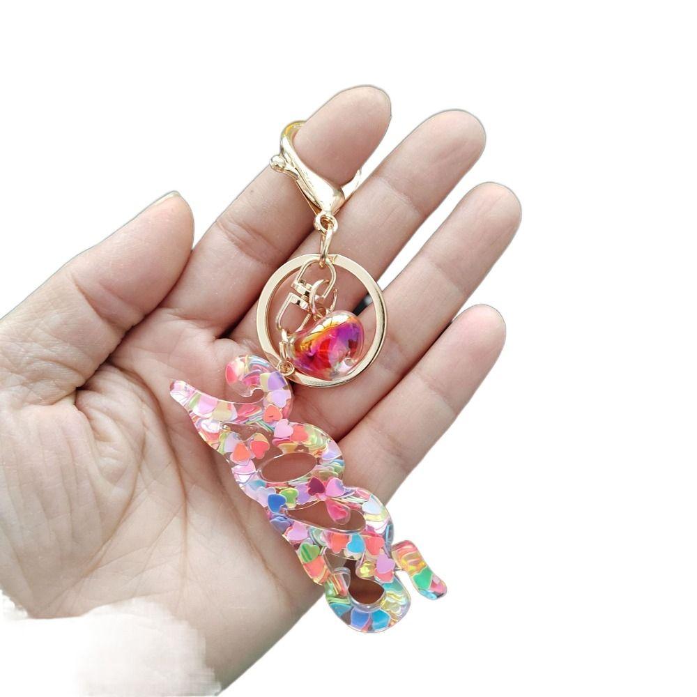 Colorful Sequins Good Luck Pendant 2025 New Year Keyring Bag Charms New Year Keychain  Kids