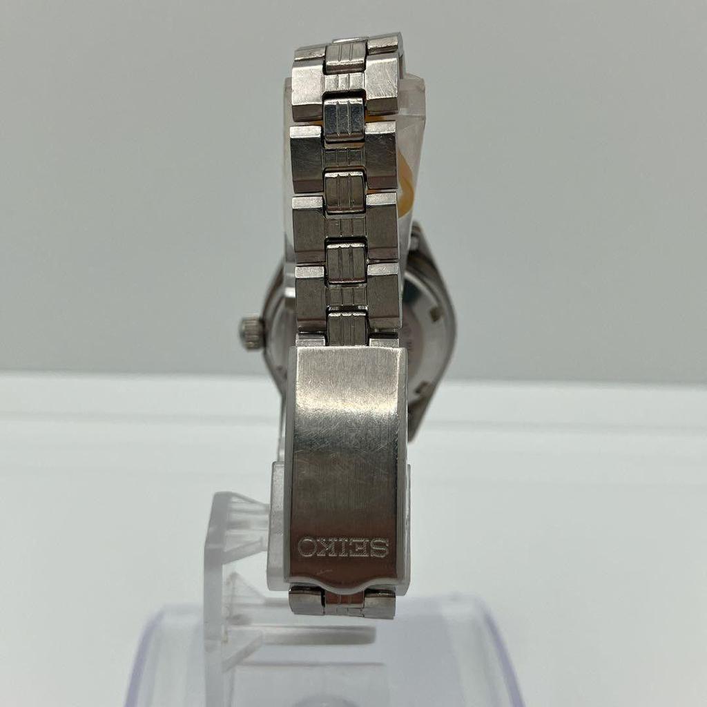 Used Working item Ladies SEIKO automatic watch Day-Date cut glass blue dial