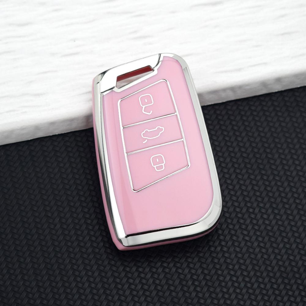 Anti-scratch TPU Car Key Case Cover for Volkswagen VW Passat B8 Magotan Skoda Superb A7 Key Fob Shell with Keychain Accessories