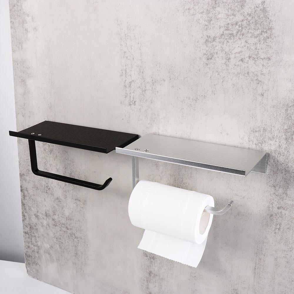 Punch Free Tissue Roll Holder Space Aluminum Phone Storage Rack Toilet Paper Holder Kitchen