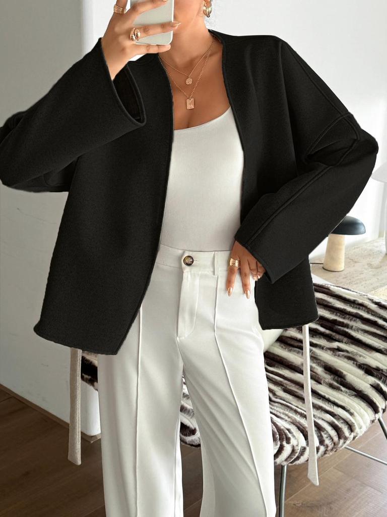 Casual Vacation Tie-up Long Sleeve Suit Jacket Women's Autumn Winter