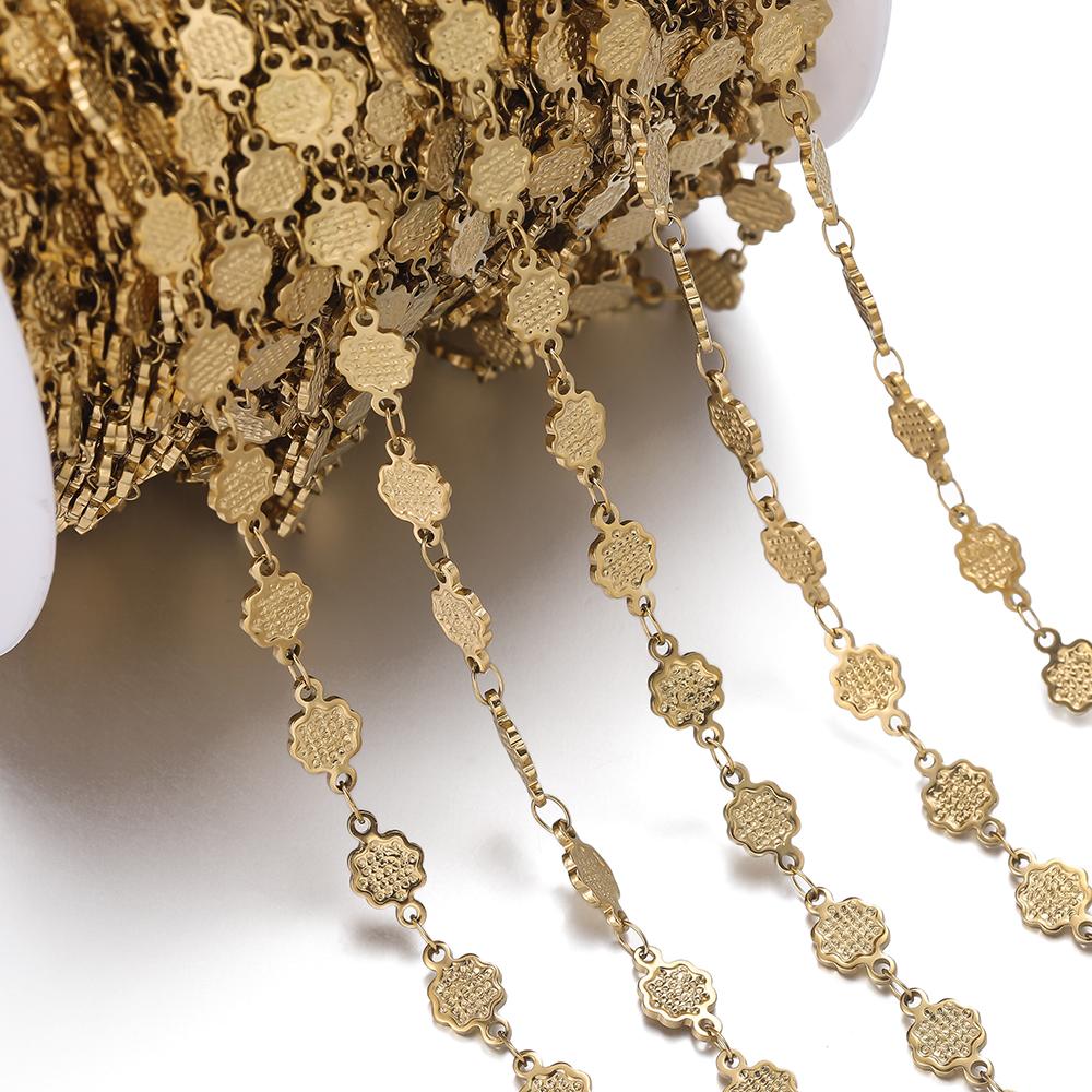 1Meter Stainless Steel Embossing Love Heart Leaf Oval Star Moon Link Chains Necklace Bracelet Jewelry Making DIY Chain Supplies