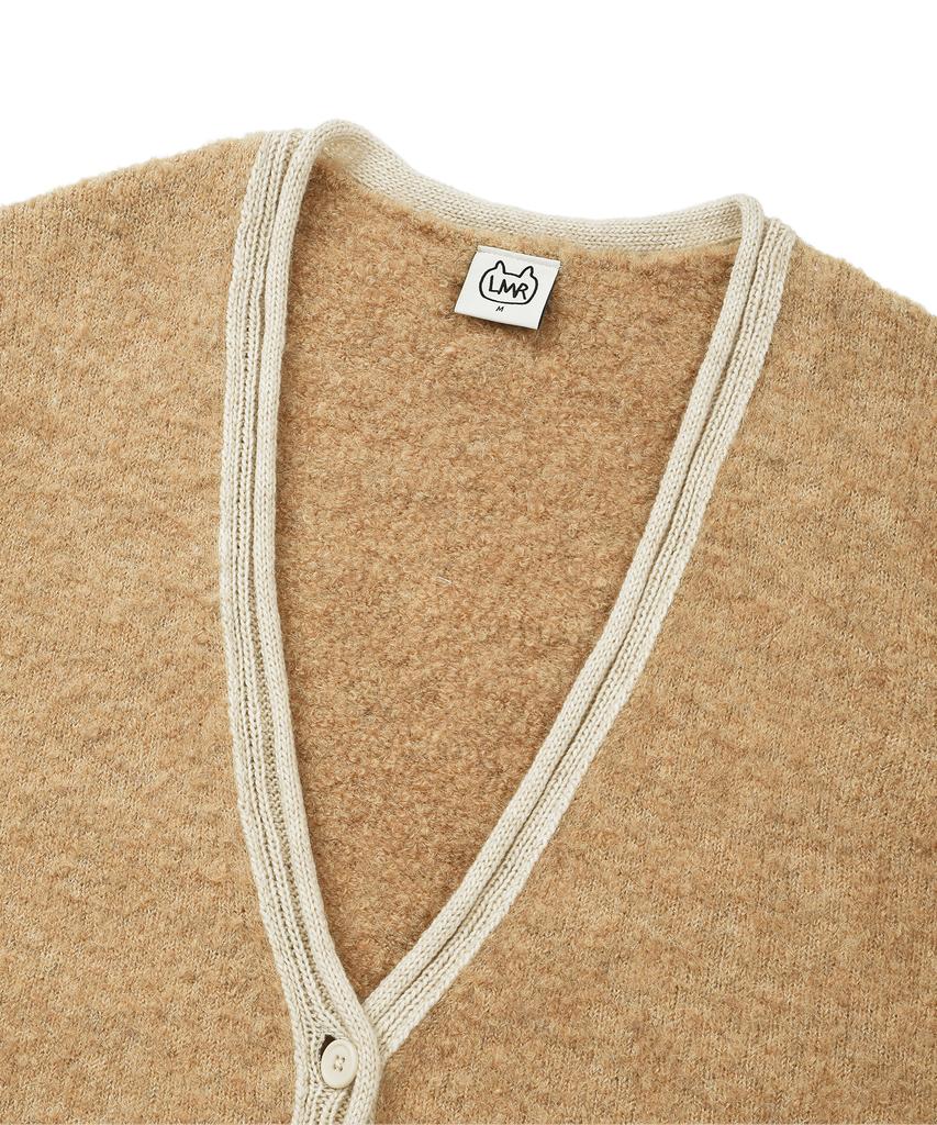 LMR Contrast Point Boucle Cardigan Beige