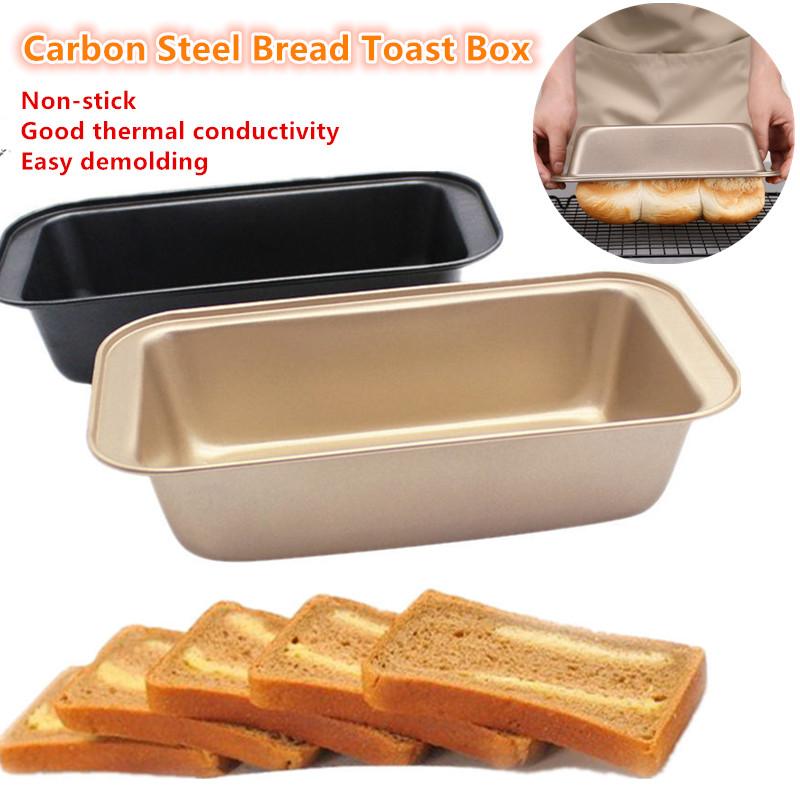 1 Pcs Rectangular Baking Bread Loaf Pan Black Golden Carbon Steel Nonstick Loaf Pan For Baking Homemade Bread Toast Brownies