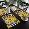 1PC  Sunflower Linen Placemats Are Heat-resistant Grid Pattern Is Very Suitable for Kitchen and Dining Table Decoration