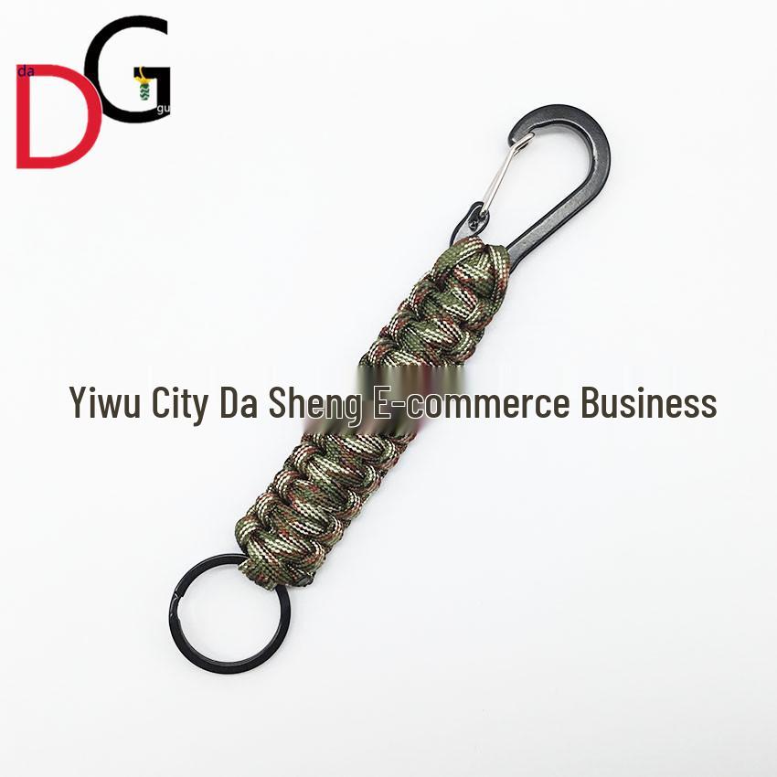 Paracord Woven Keychain with Black Mountaineering Clip for Outdoor Use