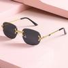 Luxury Brand Designer Rimless Square Sunglasses Women Men  Popular Travel Fashion Vintage Punk Small Sun Glasses Mirror Shades
