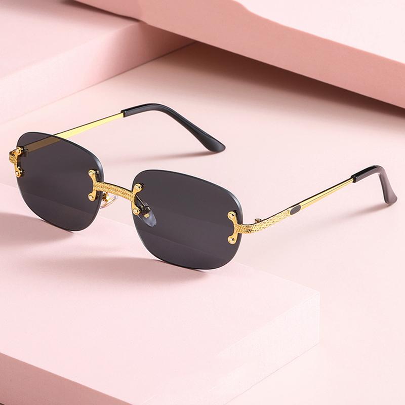 Luxury Brand Designer Rimless Square Sunglasses Women Men Popular Travel Fashion Vintage Punk Small Sun Glasses Mirror Shades