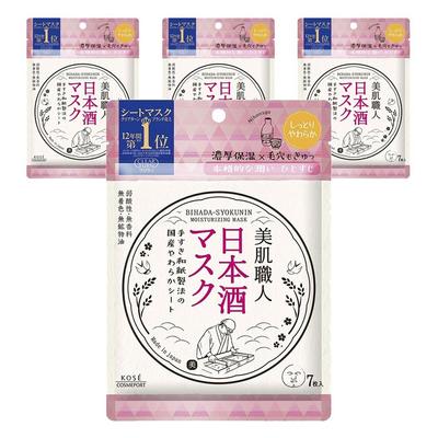 KOSE Bihada Shokunin Japanese Sake Sheet Mask Pack, 4 Packs, 7 Packs