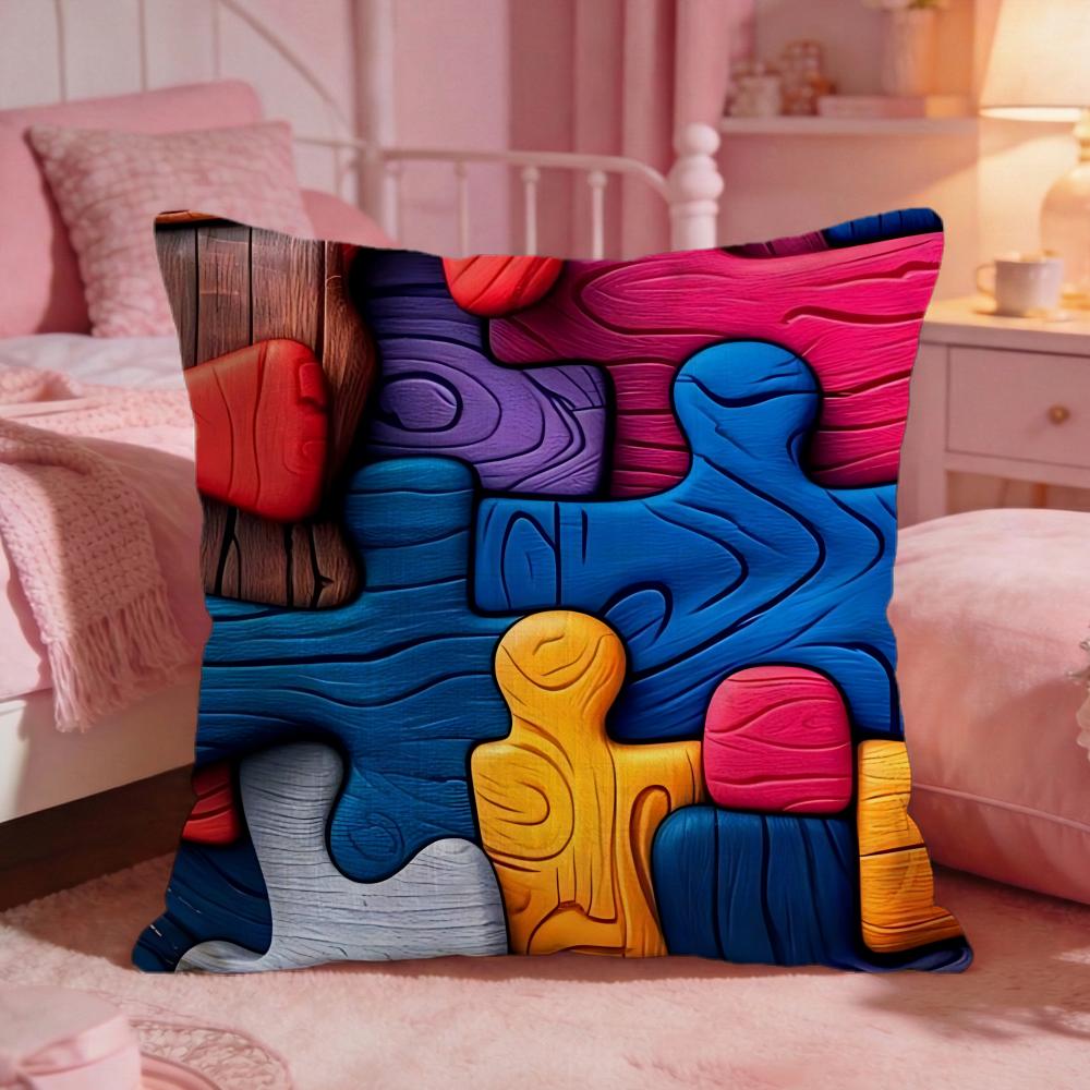 DecorPuzzleS Cushion Cover Premium Comfort Reversible Pillow Cove Two in One Design for Any Room Car Interior
