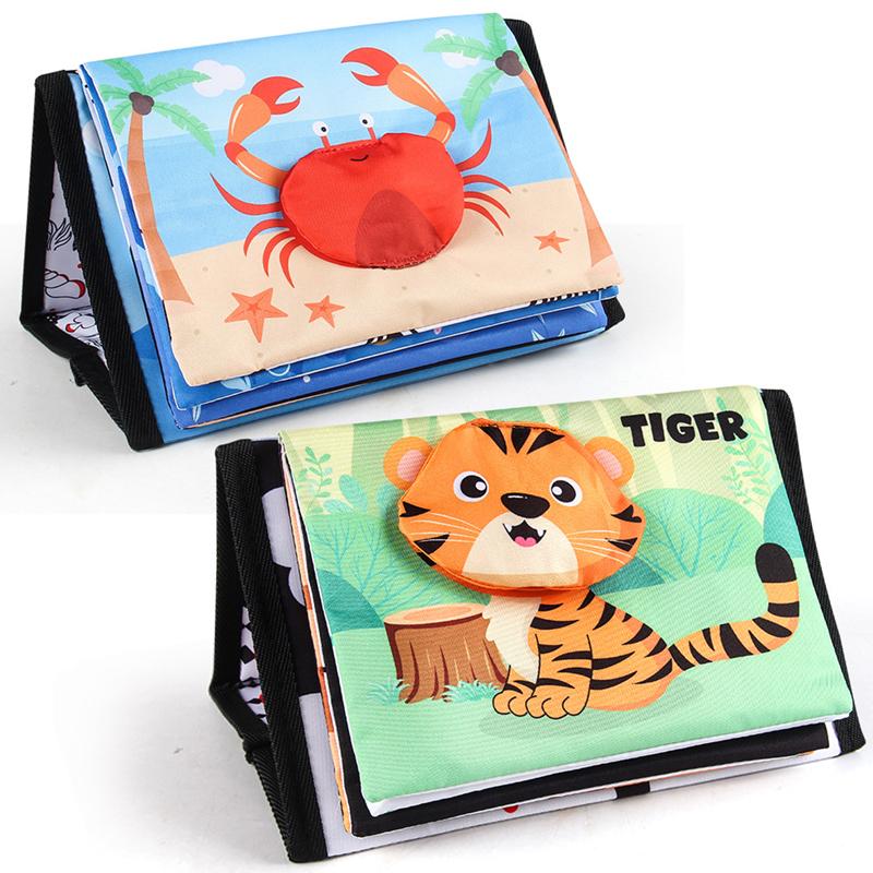 10 Sayfa Kumaş Kitap Montessori Dokun ve Hisset Bebek Yumuşak Masa Takvimi Kumaş Kitaplar Karikatür Hayvanlar Bebek İçin Erken Eğitim Oyuncakları