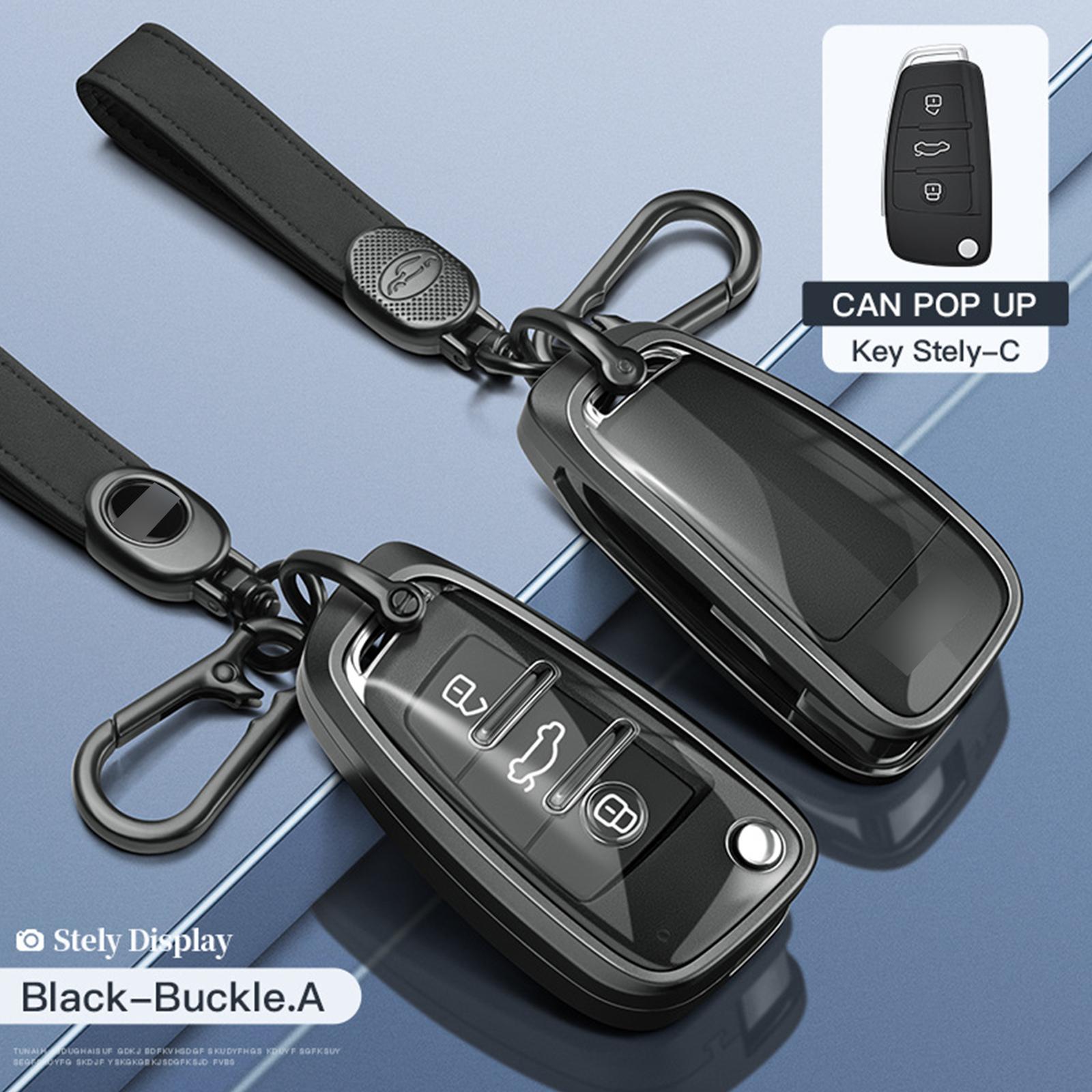 Aluminum Alloy TPU Silvery Car Key Case Cover With Buckle For a6l a4l a3