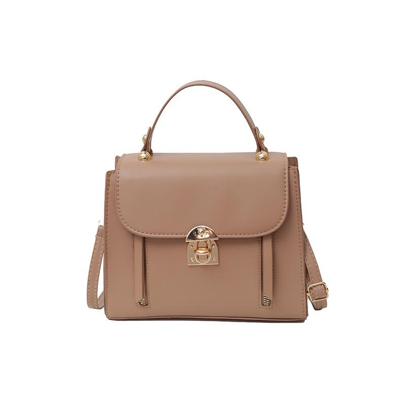 Borsa a tracolla quadrata con fibbia a lucchetto, semplice e retrò, per donna, da usare quotidianamente