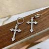 Korean Fashion Zircon Crystal Cross Women Drop Earrings For Gothic Punk Hip Hop Female Piercing Drop Earrings Party Jewelry Gift