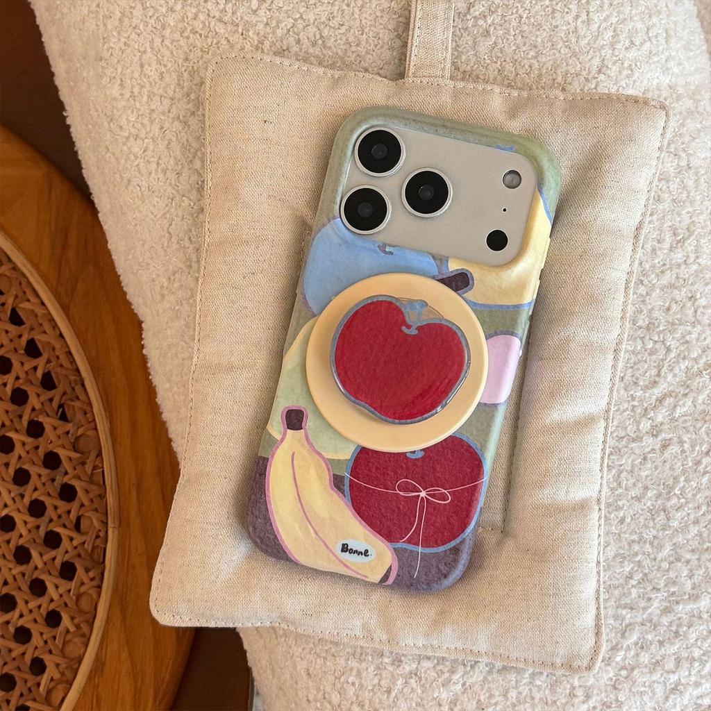 Colorful Fruit Graffiti iPhone 14/15/16/17ProMax Magnetic Stand Case for Women
