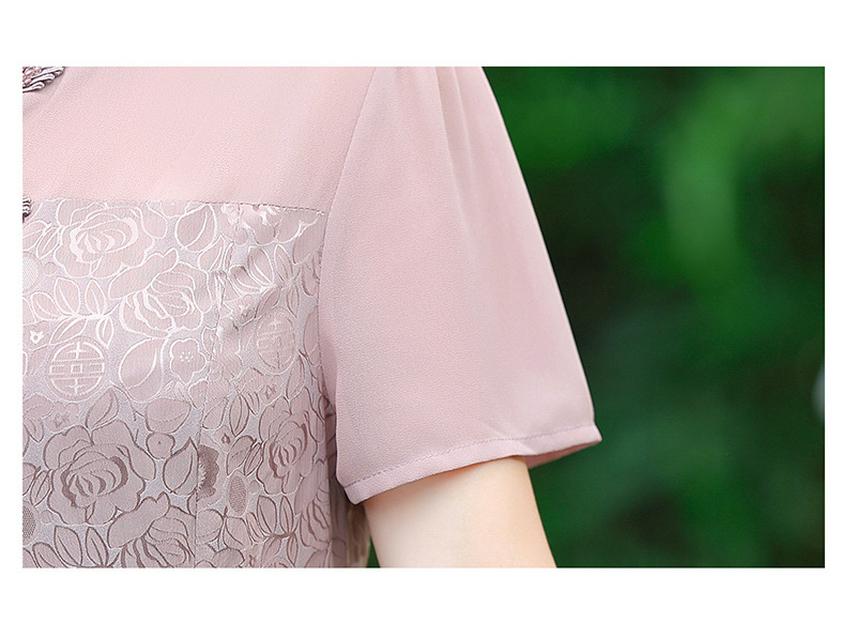 Rochie Qipao Elegantă de Vară cu Mânecă Scurtă, Șic, 2025, pentru Femei de Vârstă Mijlocie