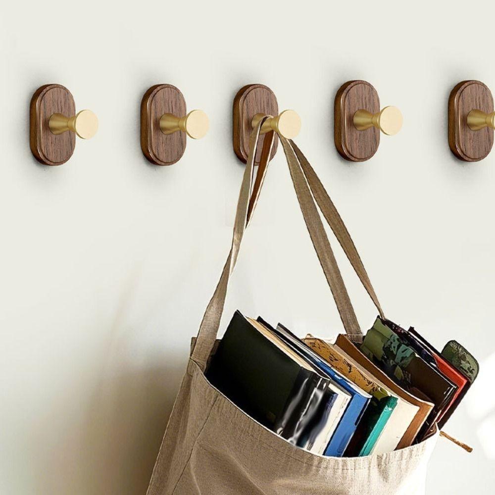 Solid Wood Suction Cup Hook Self-Adhesive Bathroom Hook Space Saving Wall Mount Hook Door Hanging