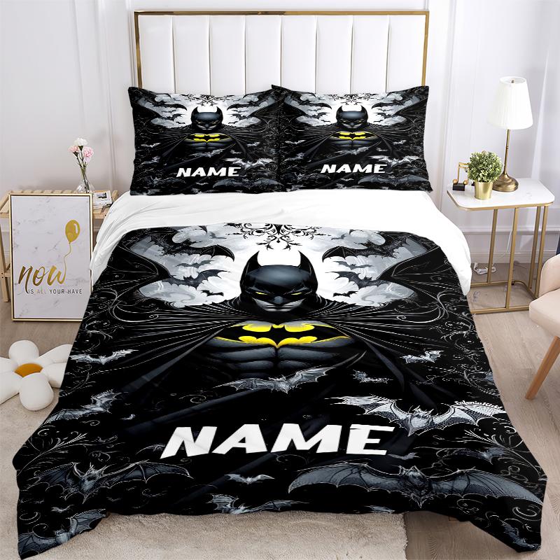 Custom Textile Batman Night Bedding 3 Piece Set HD Print Duvet Cover Pillowcases for Teens Adult Bedroom Decoration