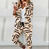 Long Sleeve Blaze Women 2 Pieces Elegant Slim Fit Jacket Formal Office Work Pant Lapel Coat Set