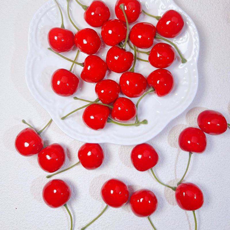 WTEMPO Lifelike Fake Cherry Simulation Ornaments Perfect for Home Wedding Birthday Party Decorations Photography Props Handcrafts Making Supplies