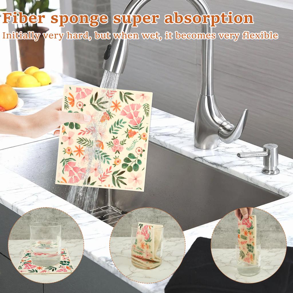 5/15PCS Kitchen Dish Towels Absorbent Swedish Dishcloths Oil-Free Cleaning Cloths for Washing Dishes Cleaning Kitchen Dish Rags
