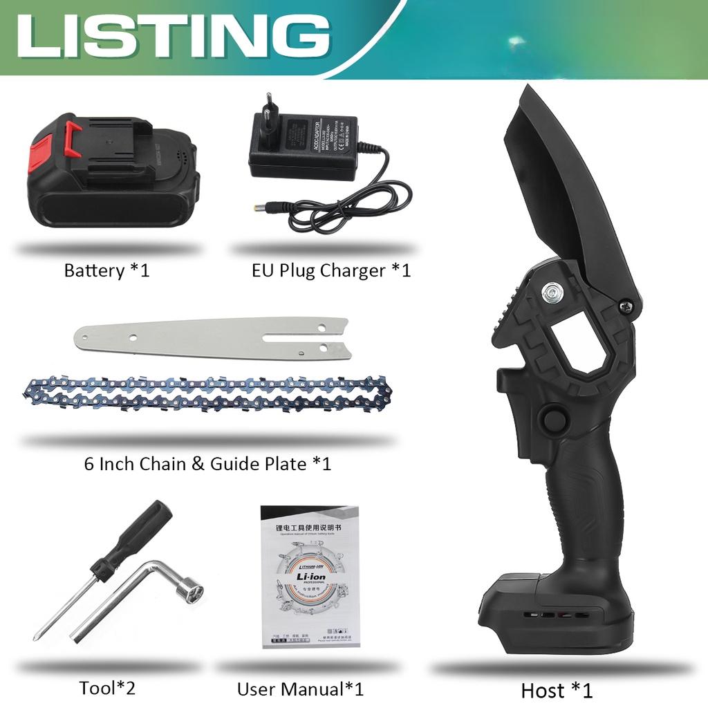 

1200 Вт 6-дюймовая аккумуляторная цепная пила для обрезки, электрическая пила для сада, дерева, валки, обрезки, электроинструмент для садоводства 1*Battery